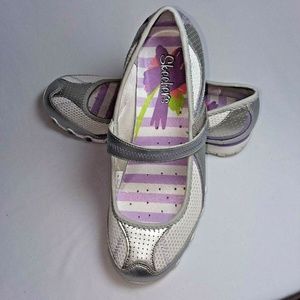Skechers Mary Jane Silver Pink Womens 7.5